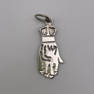 Vintage Sterling Silver Primitive Hamsa or Hand Charm